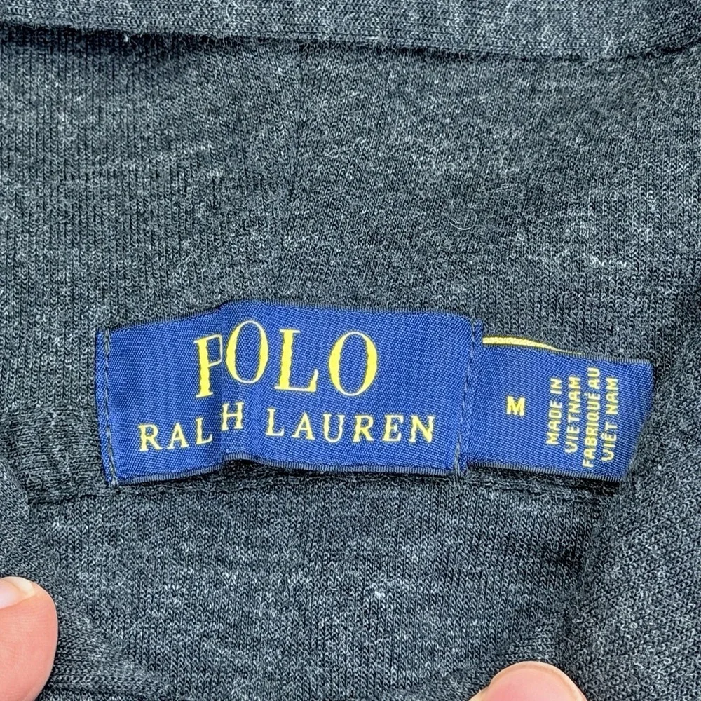 Polo Ralph Lauren Hoodie Mens Medium Gray Full Zip Hooded Sweatshirt Pony Logo‎